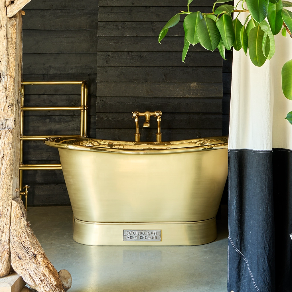 Freestanding Brass Bath Traditional roll top with bath filler on standpipes